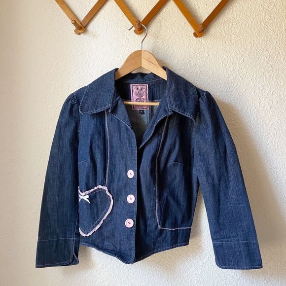 Jessica Louise Crop Denim Jacket Size Woken’s Small - Picture 1 of 4